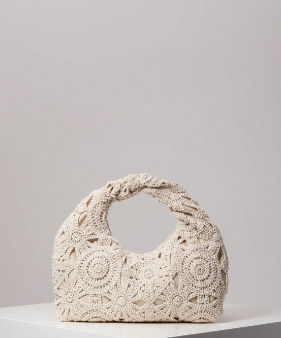 תיק ארוג פרחוני חלול, תיק קפלים, ארנק קז'ואל לחג