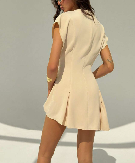 שמלת אלורו לנשים באורך בינוני בצבע אחיד