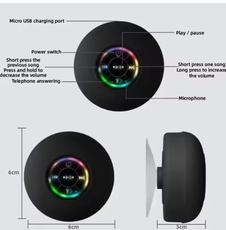 מיני נייד Bluetooth אודיו IPX4 אורות LED עמידות למים