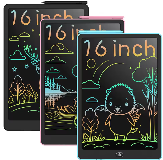 טאבלט כתיבה LCD בגודל 16 אינץ', לוח ציור אלקטרוני גדול עם צבעים רטטים, מסך מחיק, צעצועים חינוכיים מושלמים
