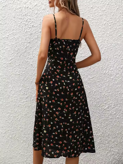 שמלת חוף בוהו קיץ עם רצועות ספגטי