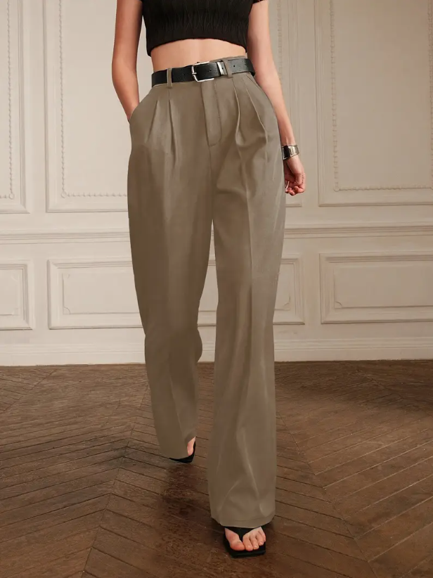 מכנסיים ישרים בצבע אחיד