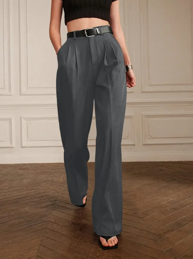 מכנסיים ישרים בצבע אחיד