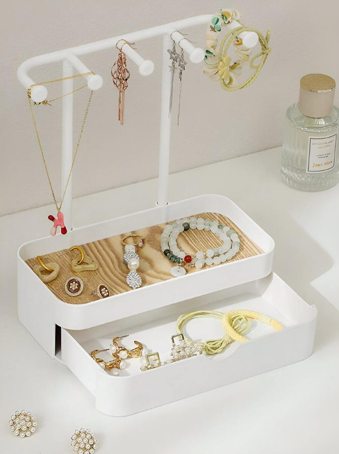 מארגן תכשיטים דו-שכבתי עם מגירה
