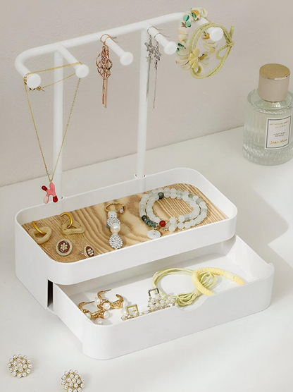 מארגן תכשיטים דו-שכבתי עם מגירה