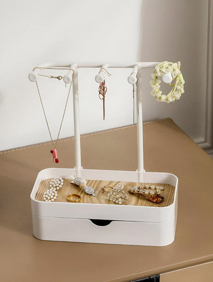 מארגן תכשיטים דו-שכבתי עם מגירה