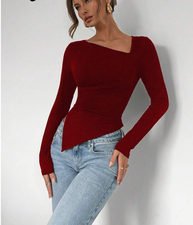 חולצות ארוכות לנשים, טופ בד סתיו לנשים