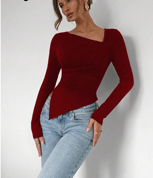 חולצות ארוכות לנשים, טופ בד סתיו לנשים