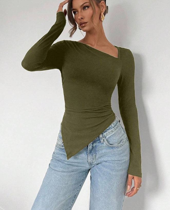 חולצות ארוכות לנשים, טופ בד סתיו לנשים