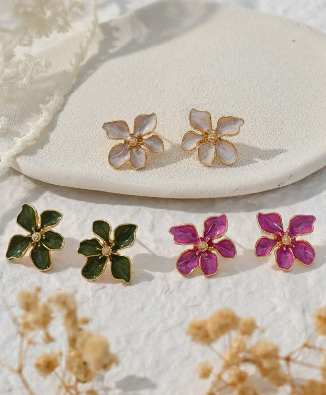 סט עגילי פרחים אופנתיים