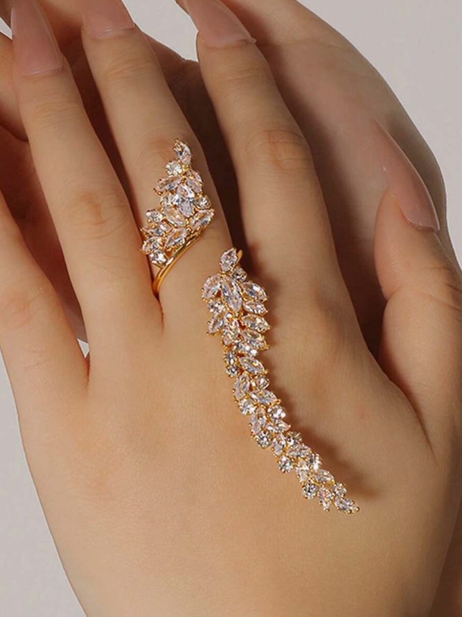 יחידות טבעות בצבע זהב נחושת משובצות זירקוניה