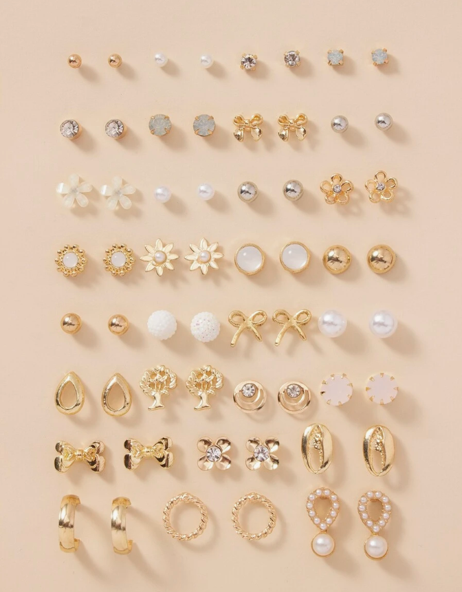 זוגות עגילים בעיצוב עץ ופרחים ליום האהבה,