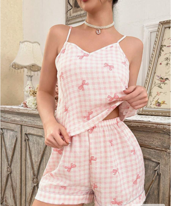 סט פיג'מה פרחוני שני חלקים