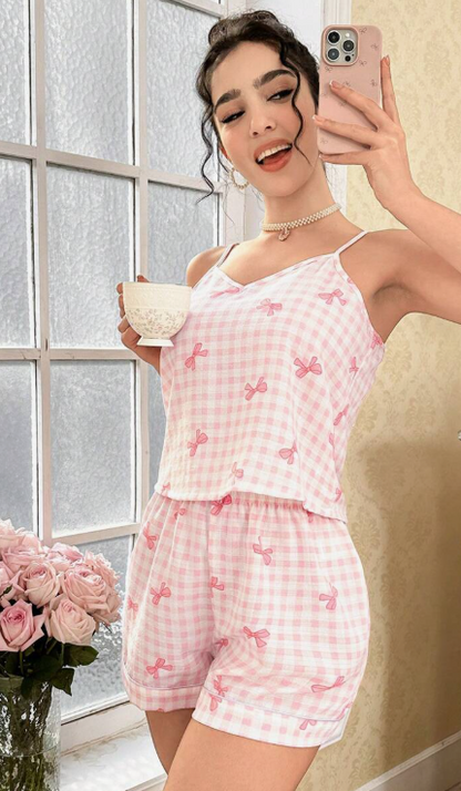 סט פיג'מה פרחוני שני חלקים