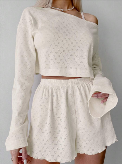 סט פיג'מה פרחוני שני חלקים