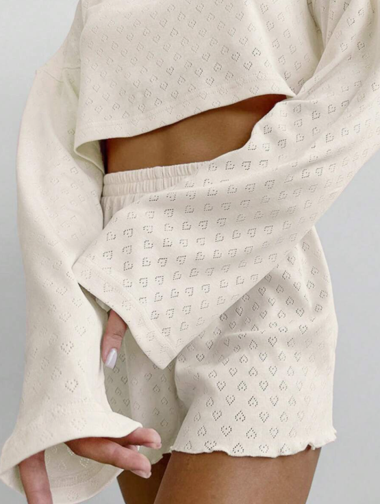 סט פיג'מה פרחוני שני חלקים