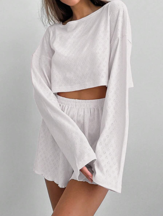 סט פיג'מה פרחוני שני חלקים