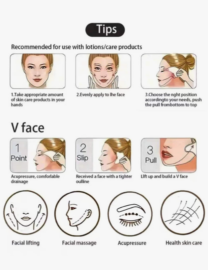 סט כלי עיסוי יופי לפנים 2 יחידות, עם מכשיר עיסוי רולר ולוח גירוד, לגוף ולגב, ורוד/לבן