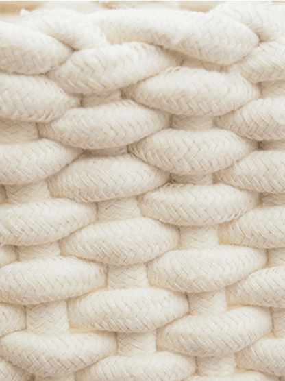 קופסת אחסון איפור לבנה ארוגה ביד מחבל עבה