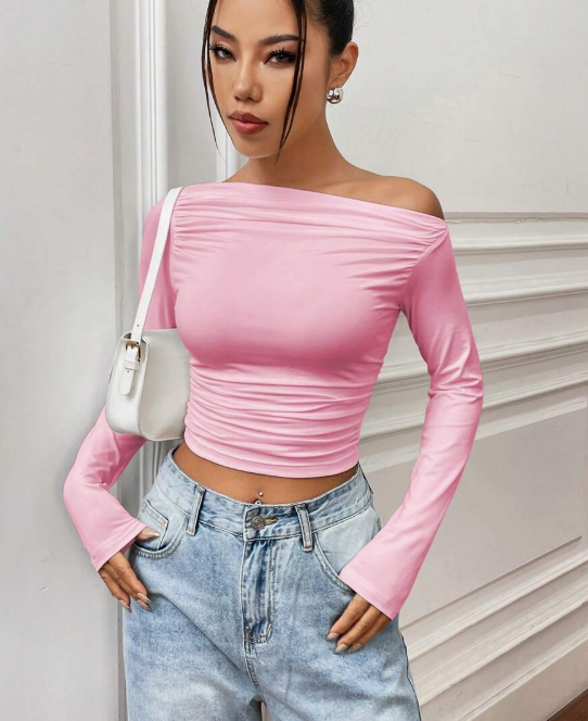 חולצת בטן דקה עם צווארון