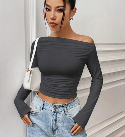 חולצת בטן דקה עם צווארון