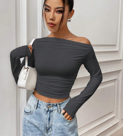 חולצת בטן דקה עם צווארון