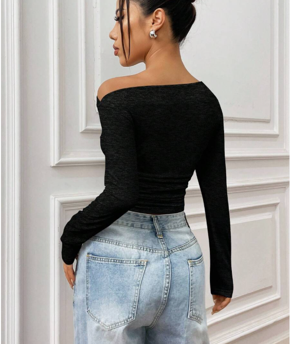 חולצת בטן דקה עם צווארון