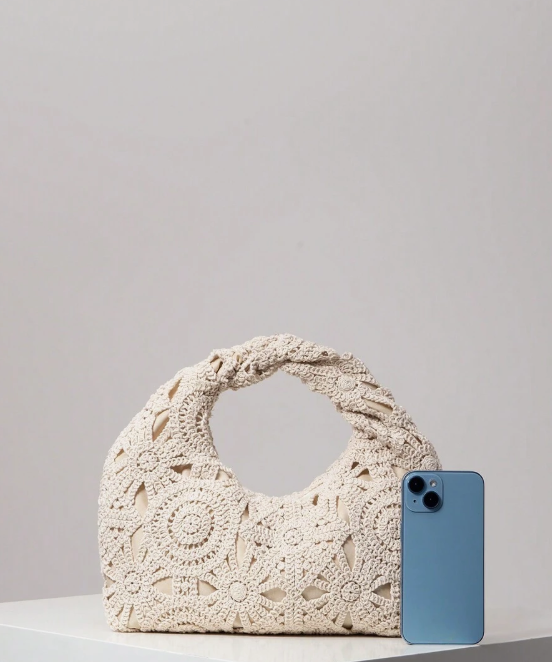 תיק ארוג פרחוני חלול, תיק קפלים, ארנק קז'ואל לחג