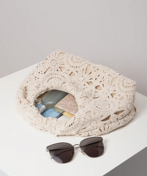 תיק ארוג פרחוני חלול, תיק קפלים, ארנק קז'ואל לחג