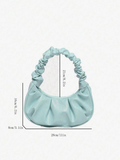 תיק כתף מינימליסטי אלגנטי PU כחול עם קפלים מרופד