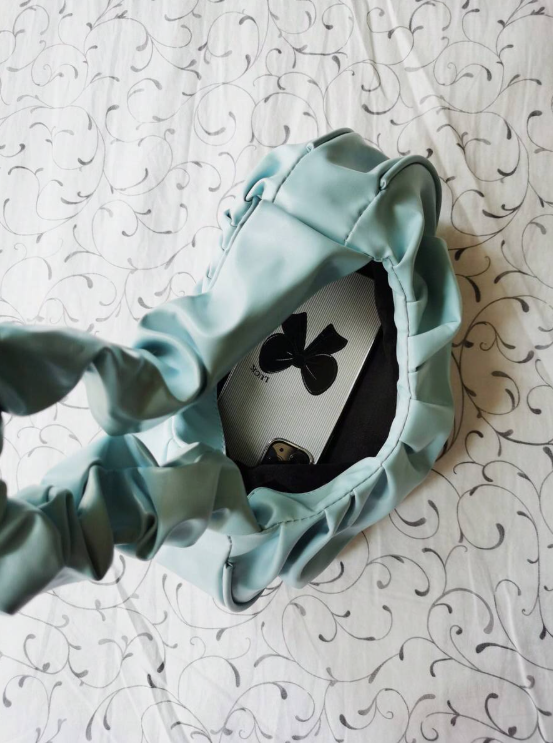 תיק כתף מינימליסטי אלגנטי PU כחול עם קפלים מרופד