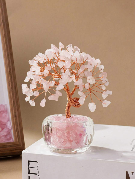 קישוט עץ קריסטל ורוד מיני חדש 2025