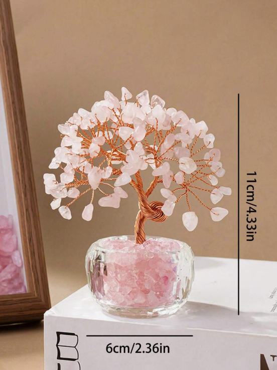 קישוט עץ קריסטל ורוד מיני חדש 2025