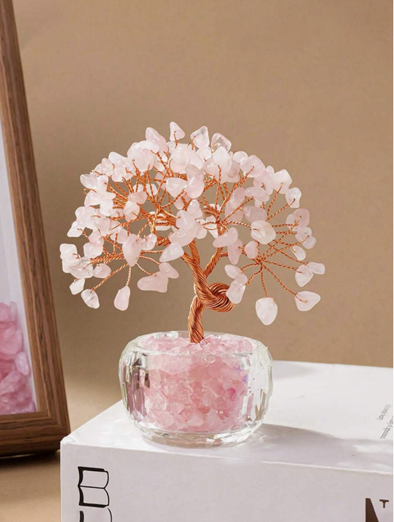 קישוט עץ קריסטל ורוד מיני חדש 2025