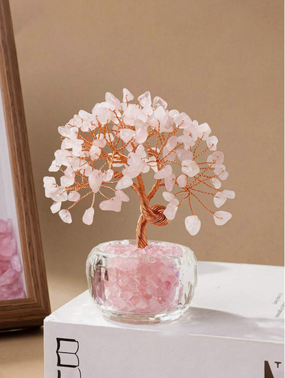 קישוט עץ קריסטל ורוד מיני חדש 2025