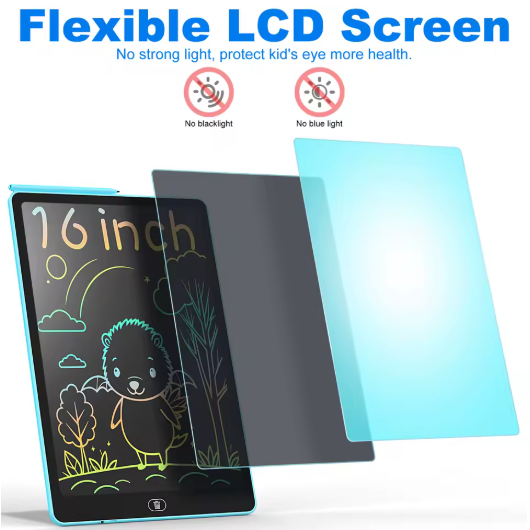 טאבלט כתיבה LCD בגודל 16 אינץ', לוח ציור אלקטרוני גדול עם צבעים רטטים, מסך מחיק, צעצועים חינוכיים מושלמים