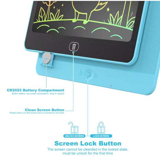 טאבלט כתיבה LCD בגודל 16 אינץ', לוח ציור אלקטרוני גדול עם צבעים רטטים, מסך מחיק, צעצועים חינוכיים מושלמים