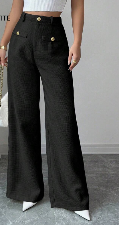 מכנסיים רחבים ארוגים בצבע משמש, ל