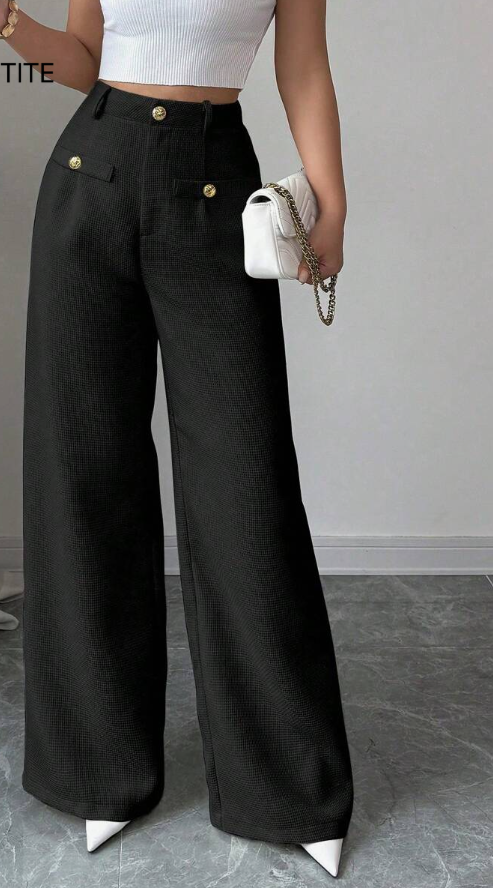 מכנסיים רחבים ארוגים בצבע משמש, ל