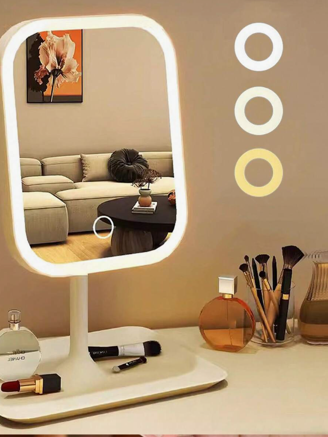 מראת איפור עם חיישן מגע, 3 מצבי תאורה צבעוניים